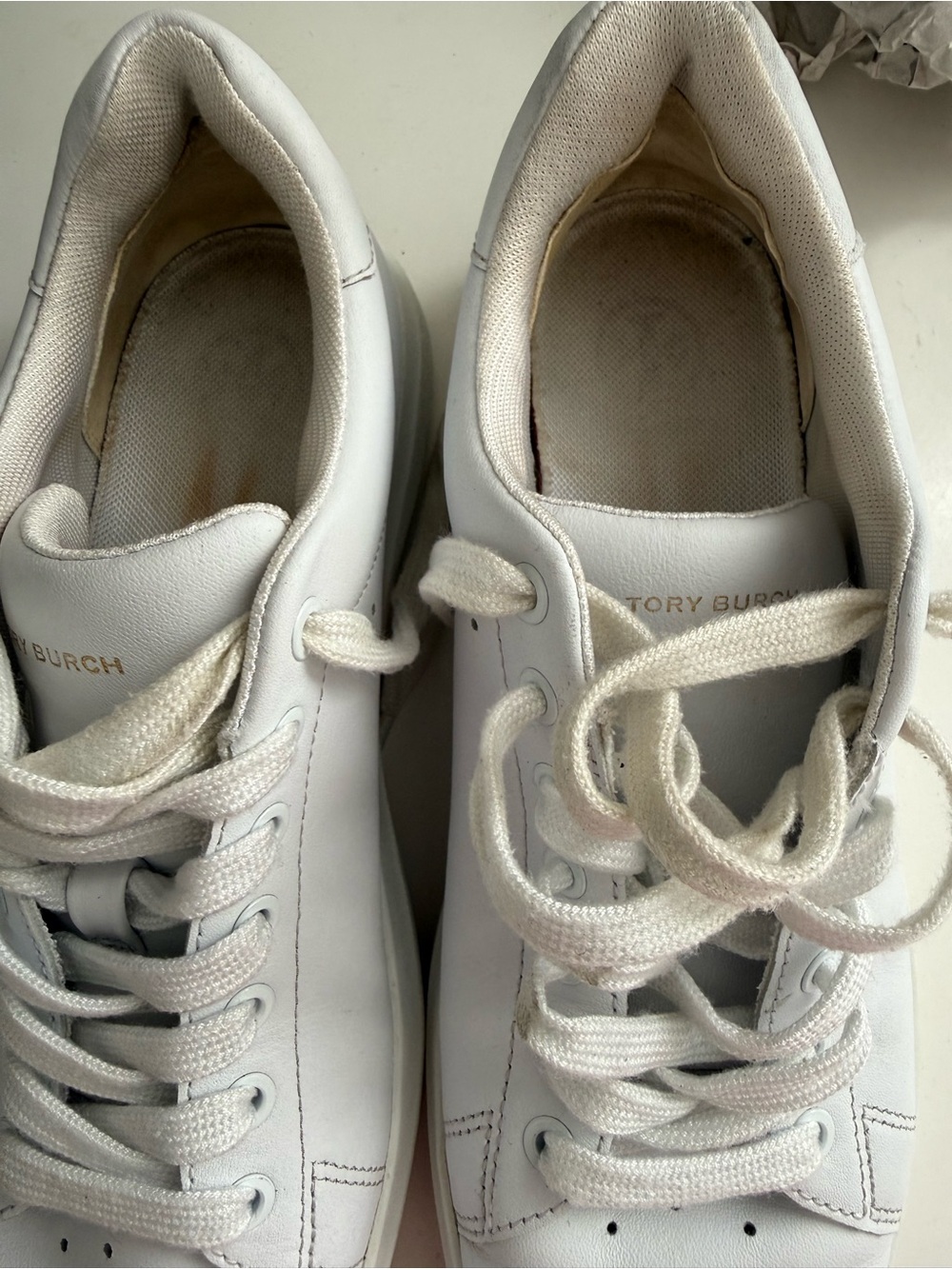 Tory Burch sneakers size 8 White Leather Low-Top - Picture 3 of 8
